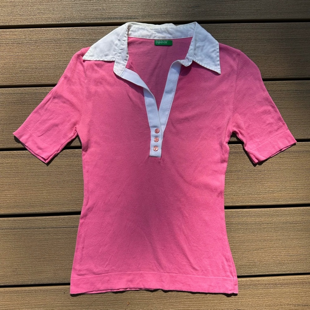United Colors Of Benetton Pink Top with White Accents